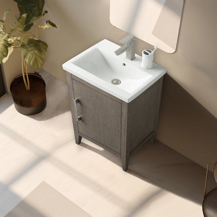 20-Inch Driftwood Gray Single Bathroom Vanity with Brushed Nickel Hardware