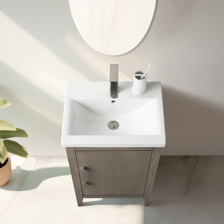 20-Inch Driftwood Gray Single Bathroom Vanity with Brushed Nickel Hardware