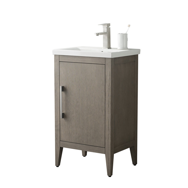 20-Inch Driftwood Gray Single Bathroom Vanity with Brushed Nickel Hardware