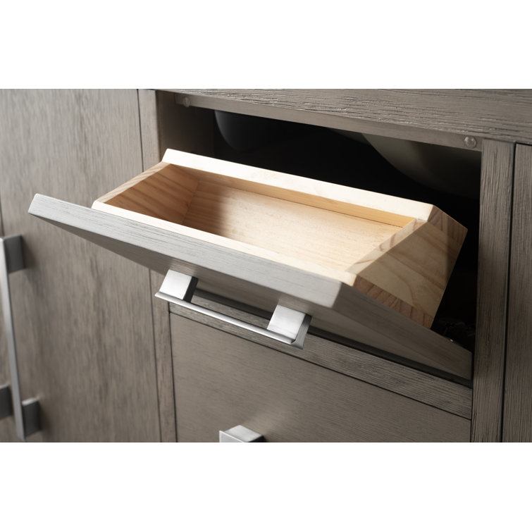 60'' Driftwood Gray MDF Single Sink Freestanding Bathroom Vanity with Engineered Marble Top