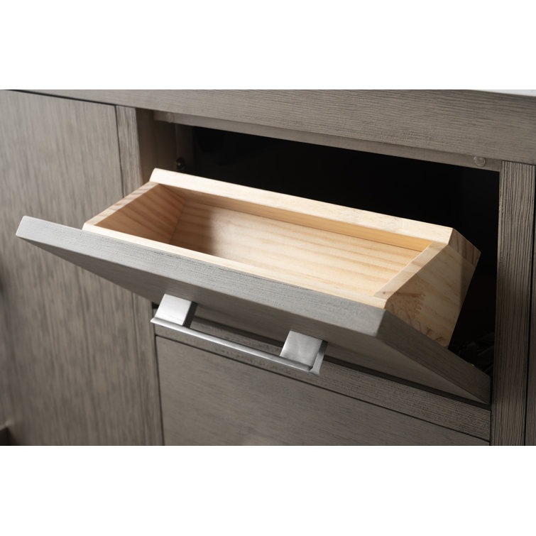60" Driftwood Gray MDF Double Sink Freestanding Vanity with White Marble Top