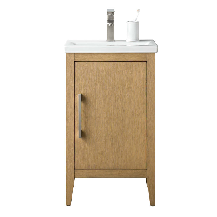 20'' Natural Oak Single Bathroom Vanity with Ceramic Top