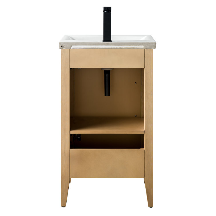 Natural Oak Single Bathroom Vanity with Ceramic Top