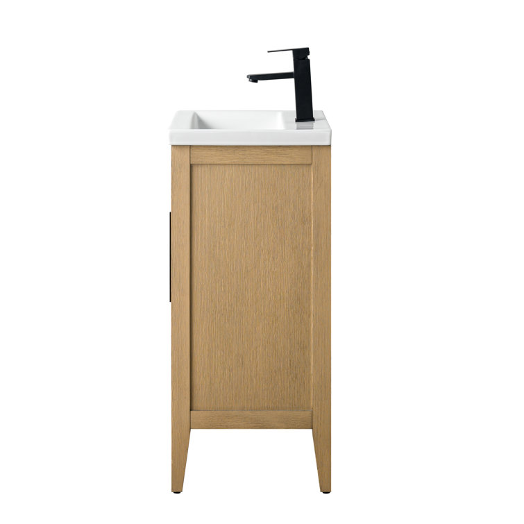 Natural Oak Single Bathroom Vanity with Ceramic Top