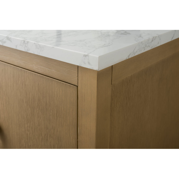 48'' Natural Oak Single Bathroom Vanity with Engineered Marble Top