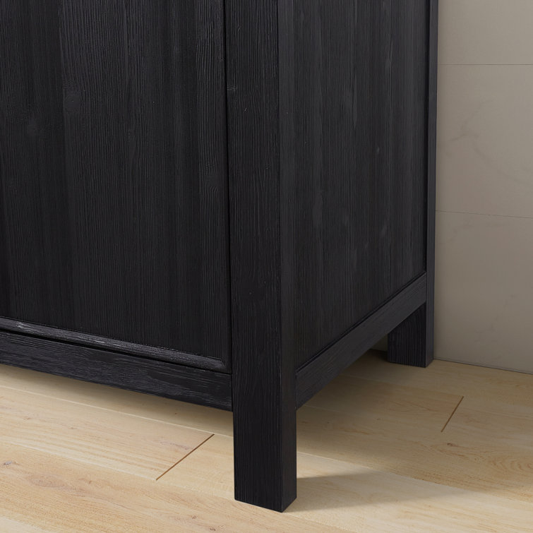Leon 24'' Black Fir Wood Bathroom Vanity with White Marble Top