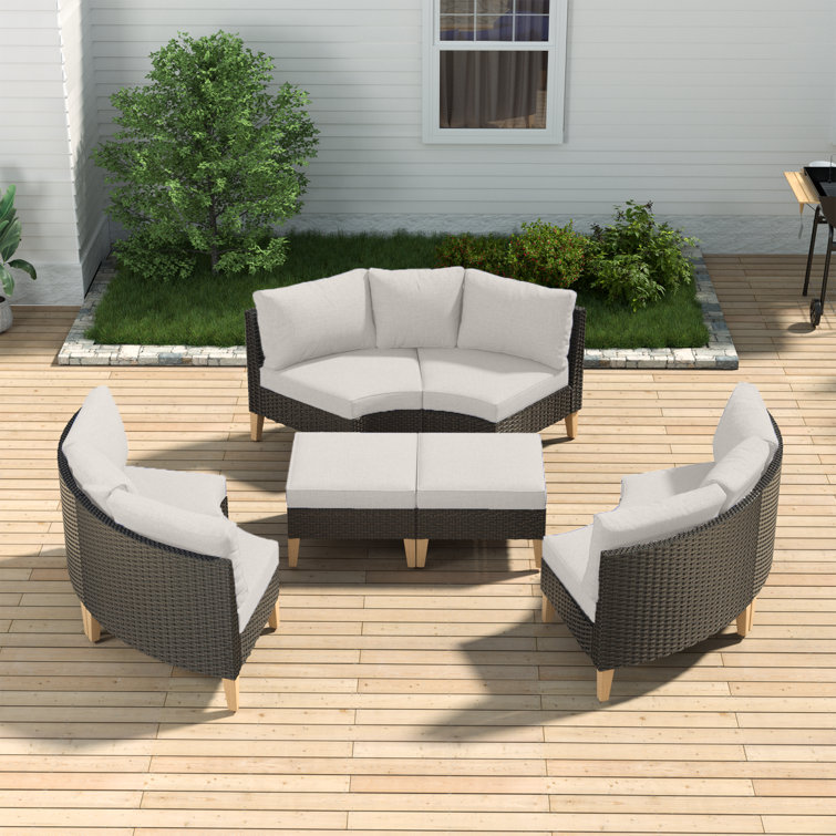 Beige 8 Piece Modular PE Rattan Sectional Seating Group