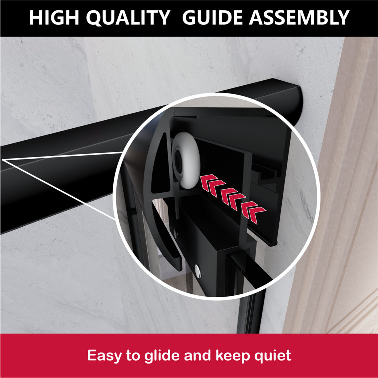 Matte Black Double Sliding Glass Shower Door with Towel Bars
