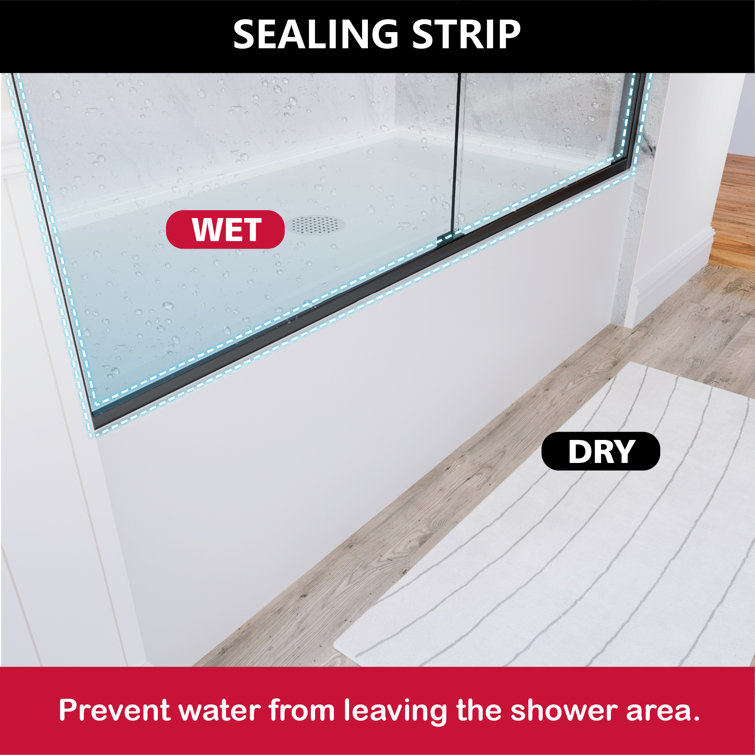 Matte Black Double Sliding Glass Shower Door with Towel Bars