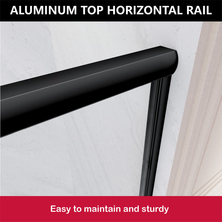 Matte Black Double Sliding Glass Shower Door with Towel Bars