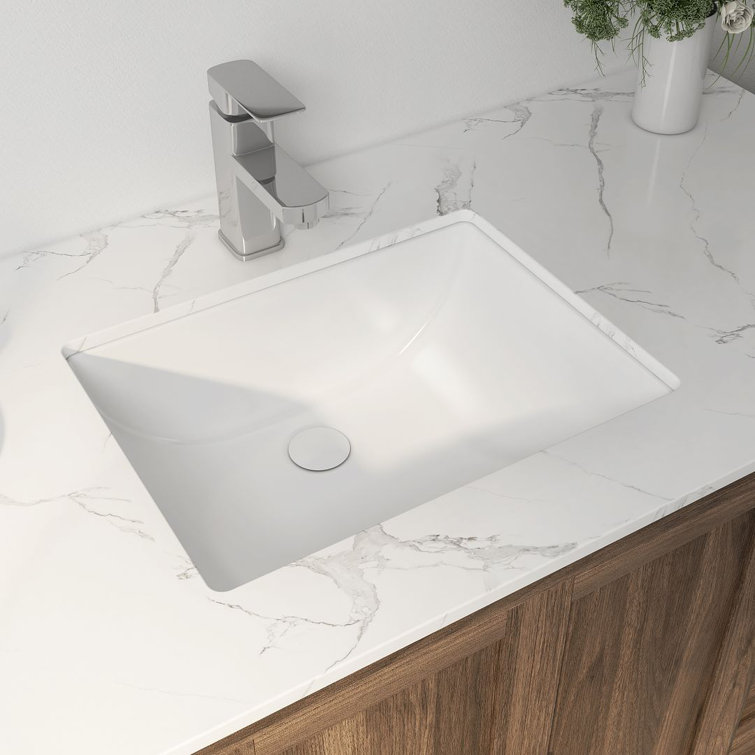 Denbigh 18" White Ceramic Rectangular Undermount Bathroom Sink