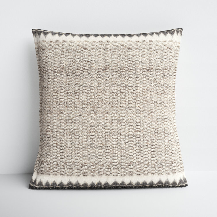 Reni 20'' Brown and Cream Wool Throw Pillow