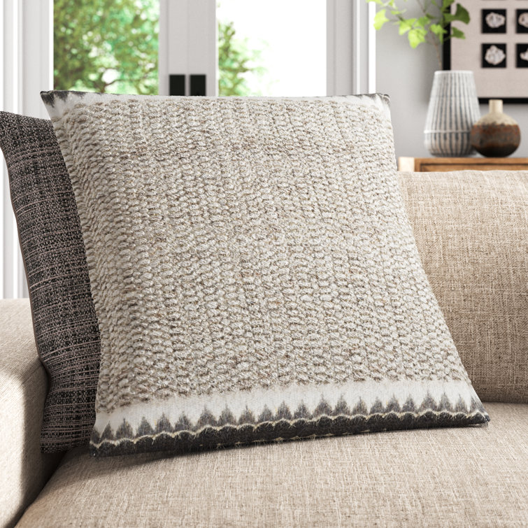 Reni 20'' Brown and Cream Wool Throw Pillow