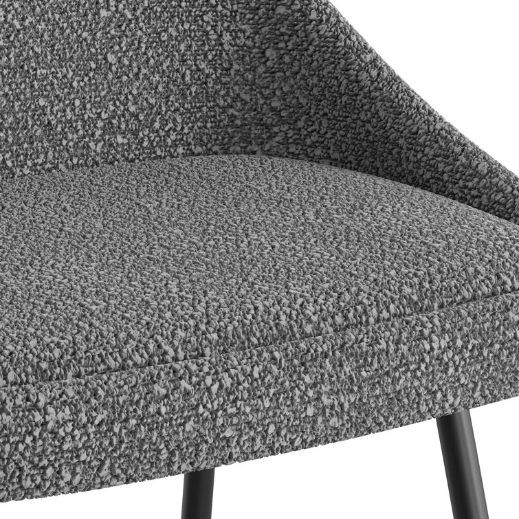 Gray Boucle Upholstered Counter Stool with Iron Legs, Set of 2