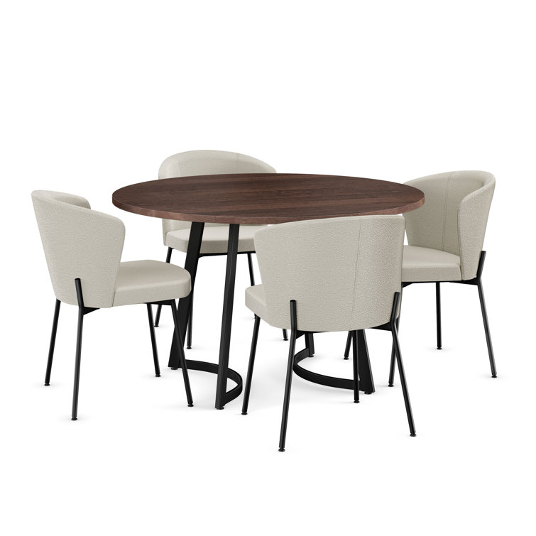 Walnut and White Solid Wood 5-Piece Dining Set