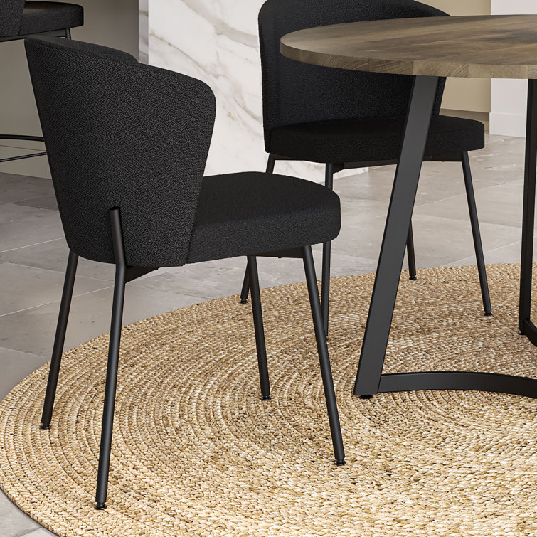 Gray Solid Birch Wood Top Dining Set with Black Chairs