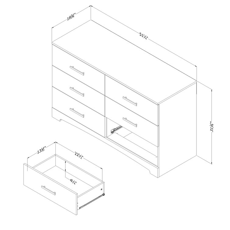 Pure Black Double Dresser with Silver Handles