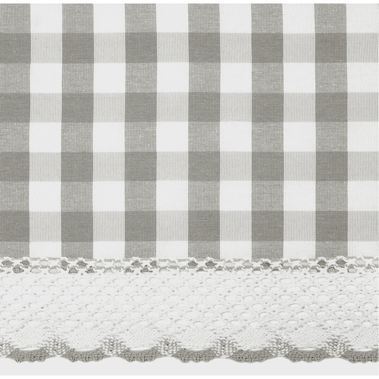 Gray Plaid Cotton Blend Rod Pocket Window Curtain Panel