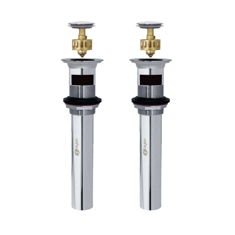 Polished Chrome Bathroom Sink Pop-Up Drain Set with Overflow