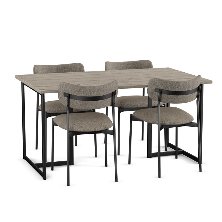 Mindy 5-Piece Brown Laminate Dining Set with Black Frame