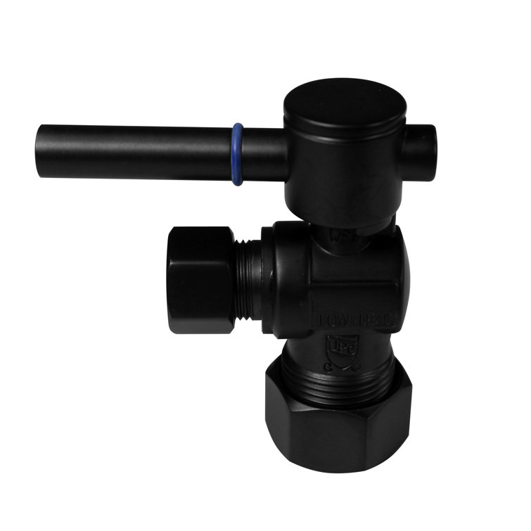 Matte Black 5/8" x 3/8" Angle Stop Valve with Lever Handle
