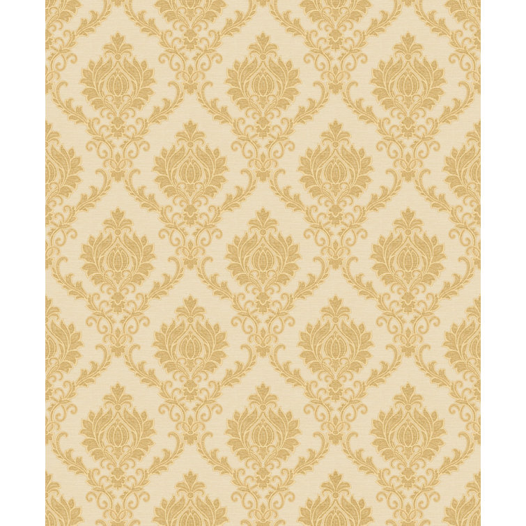 Gold Embossed Damask 3D Vinyl Wallpaper Roll