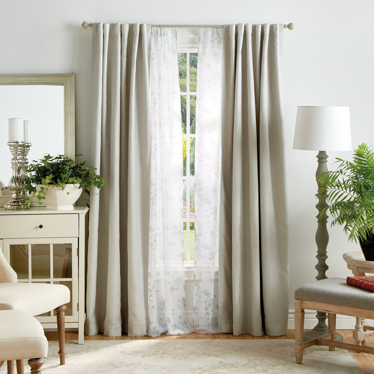 Bellefield Floral Sheer 95" Linen Rod Pocket Curtain Panels