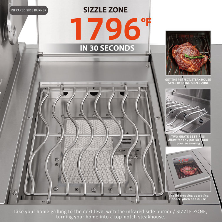 Stainless Steel 6-Burner Propane Grill Island with Rotisserie and Refrigerator