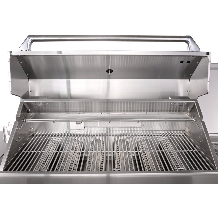 Stainless Steel 6-Burner Propane Grill Island with Rotisserie and Refrigerator