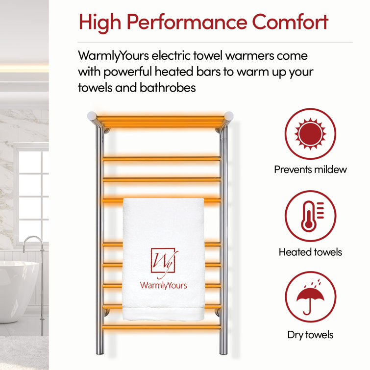 Summit Polished Stainless Steel Wall-Mounted Towel Warmer with Heated Shelf