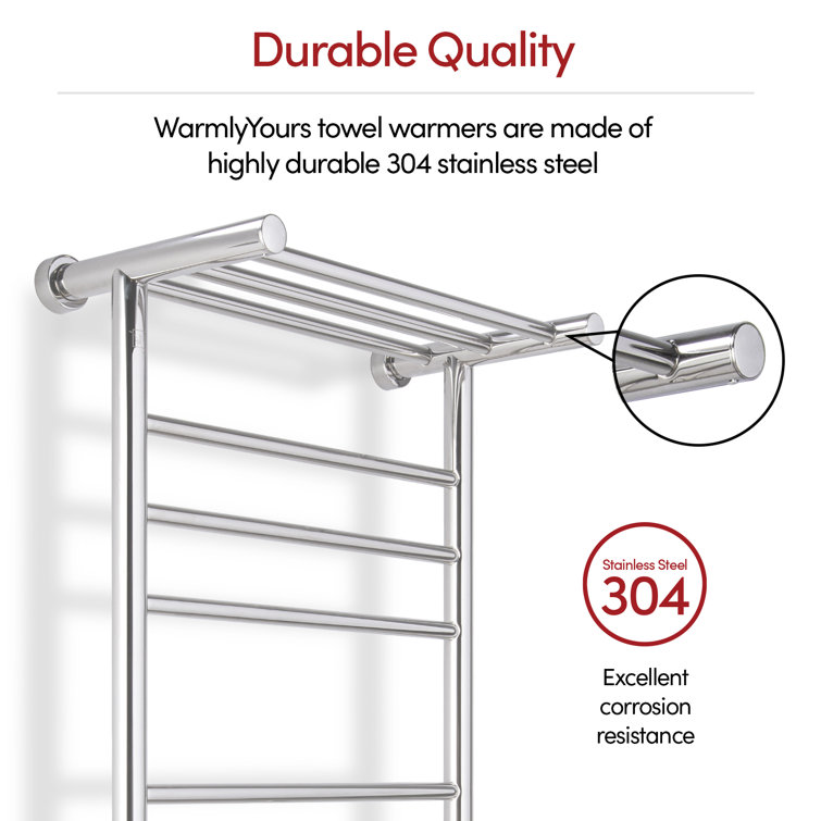 Summit Polished Stainless Steel Wall-Mounted Towel Warmer with Heated Shelf