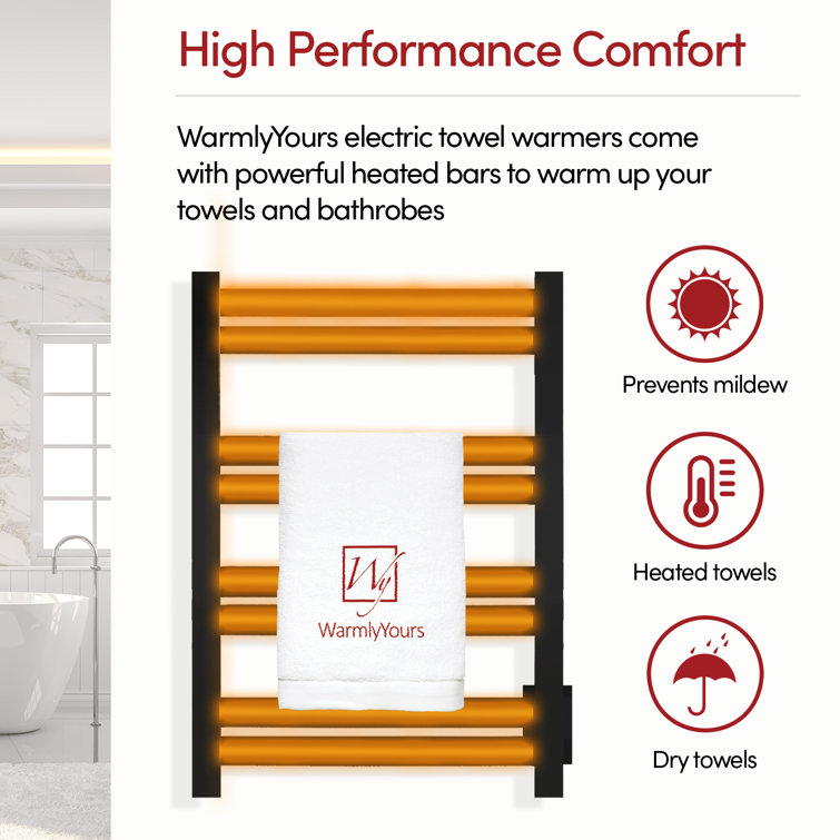 Maple 8-Bar Matte Black Stainless Steel Wall Mounted Towel Warmer
