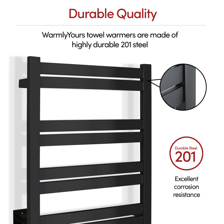 Maple 8-Bar Matte Black Stainless Steel Wall Mounted Towel Warmer