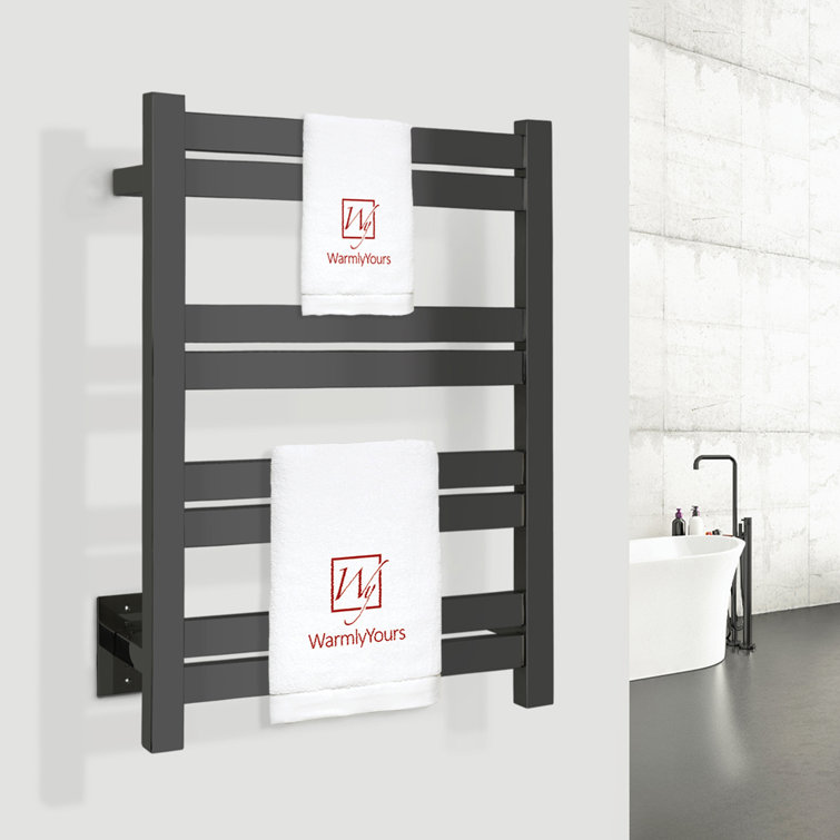 Maple 8-Bar Matte Black Stainless Steel Wall Mounted Towel Warmer