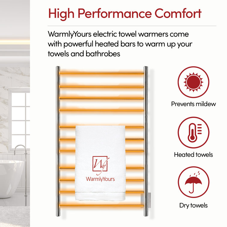 Malta Polished Stainless Steel Wall-Mounted 11-Bar Towel Warmer