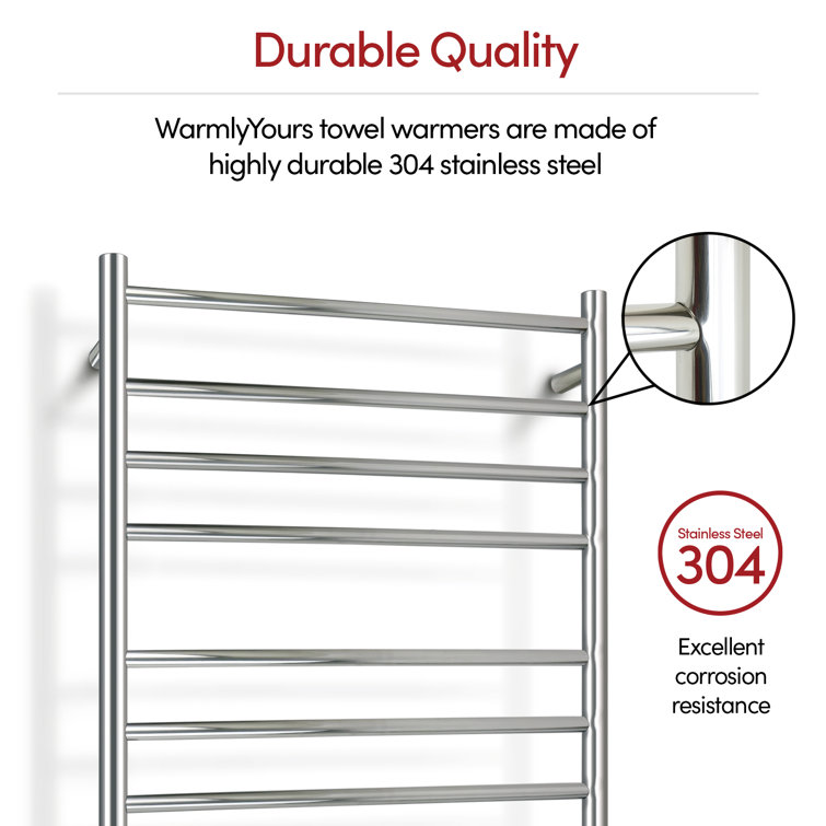Malta Polished Stainless Steel Wall-Mounted 11-Bar Towel Warmer