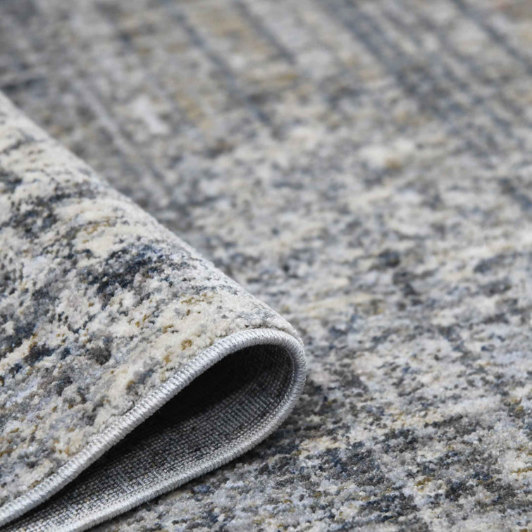 Gray and Beige Synthetic Oriental Rectangular Area Rug 7'10" x 9'10"