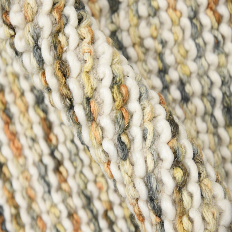Handmade 5' x 7' Orange Stripe Wool Area Rug