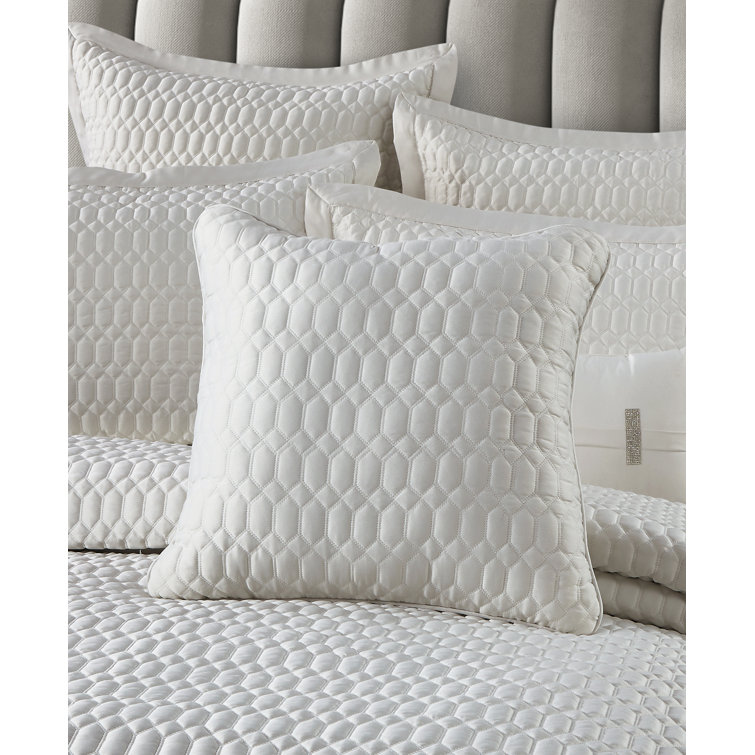 Ivory Satin Quilted 20" Square Decorative Throw Pillow