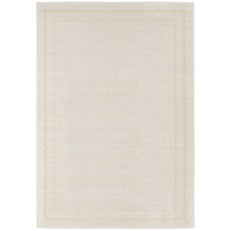 Ivory Rectangular Stain-Resistant Synthetic Indoor/Outdoor Rug