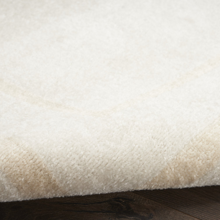 Ivory Rectangular Stain-Resistant Synthetic Indoor/Outdoor Rug