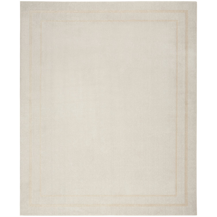 Ivory Solid Synthetic Low Pile Rectangle Rug 4' x 6'