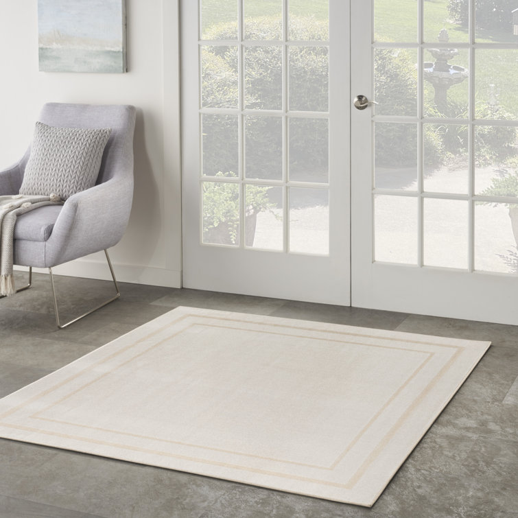 Ivory Square Synthetic Easy Care Indoor/Outdoor Rug