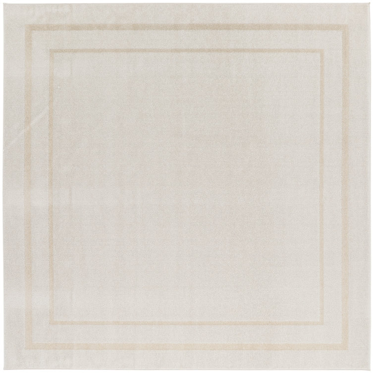 Ivory Square Synthetic Easy Care Indoor/Outdoor Rug
