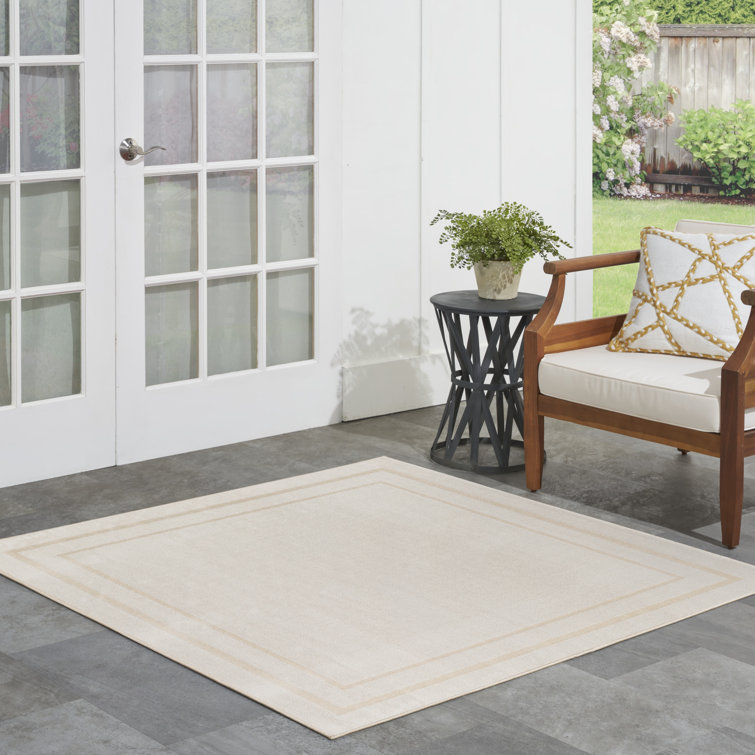 Ivory Square Synthetic Easy Care Indoor/Outdoor Rug