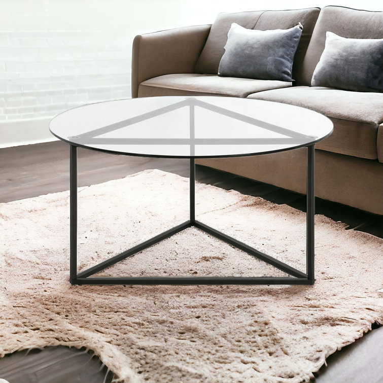 Blackened Bronze Round Glass Cocktail Table