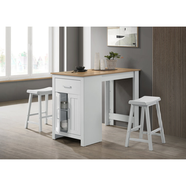 Alonzo White Wood Counter Height Dining Set with Ergonomic Stools