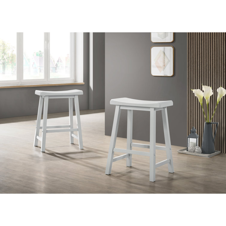 Alonzo White Wood Counter Height Dining Set with Ergonomic Stools