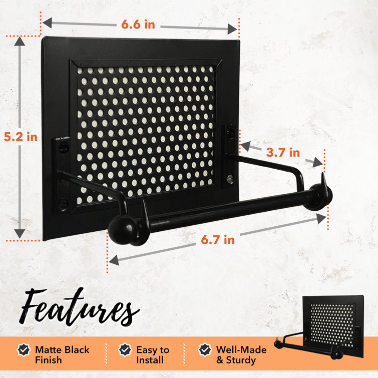 Black Metal Wall Mounted Rustic Toilet Paper Holder
