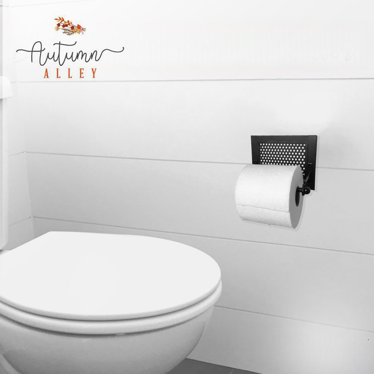 Black Metal Wall Mounted Rustic Toilet Paper Holder
